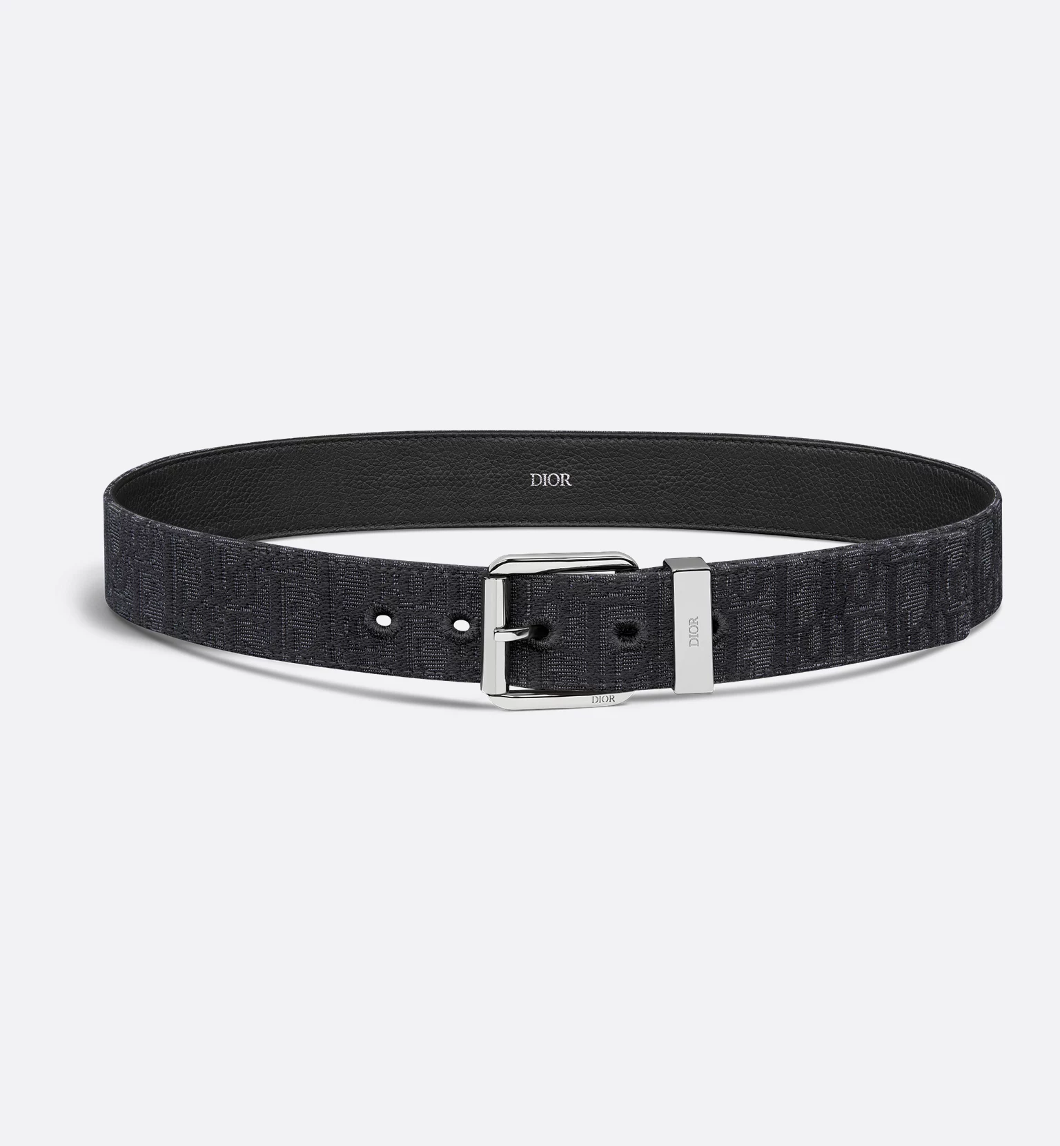 4333PLYSEH03E_E01-1.webp Black Dior Oblique Jacquard Belt - Image 1