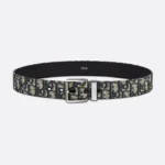 Beige and Black Oblique Jacquard Belt