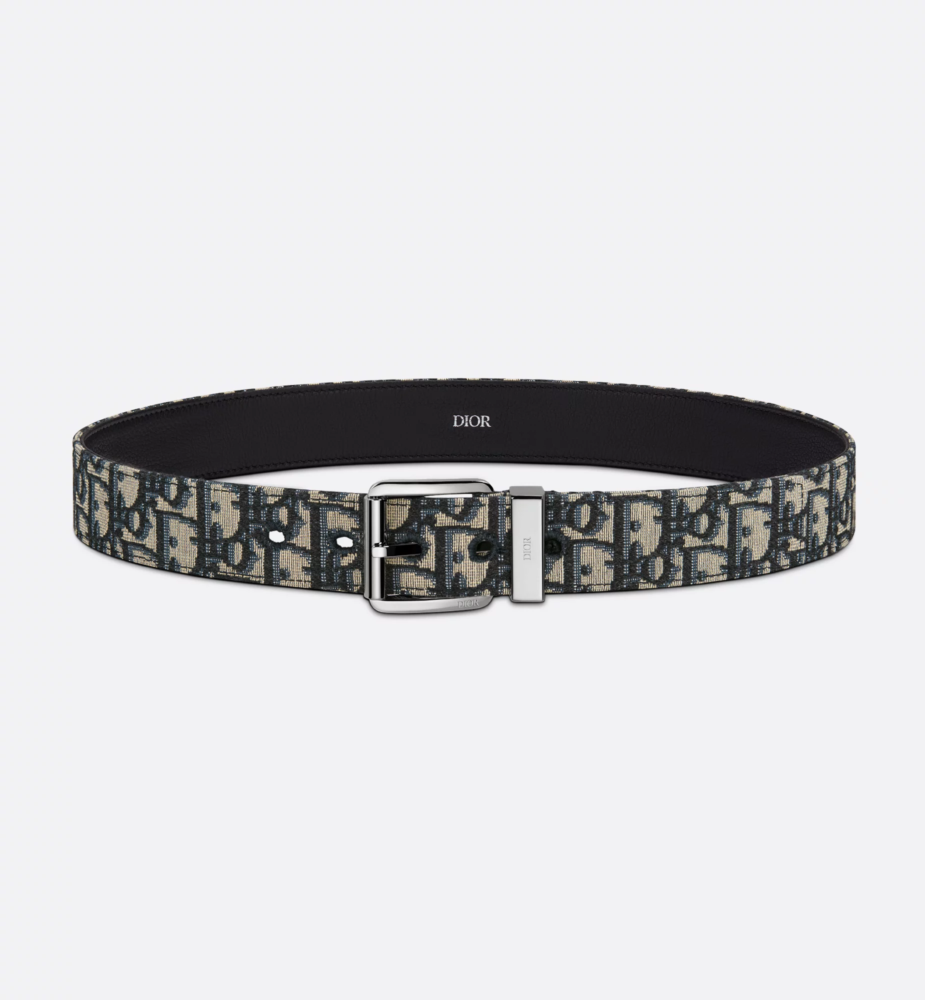 4333PLYSEH05E_E01-1.webp Beige and Black Oblique Jacquard Belt - Image 1