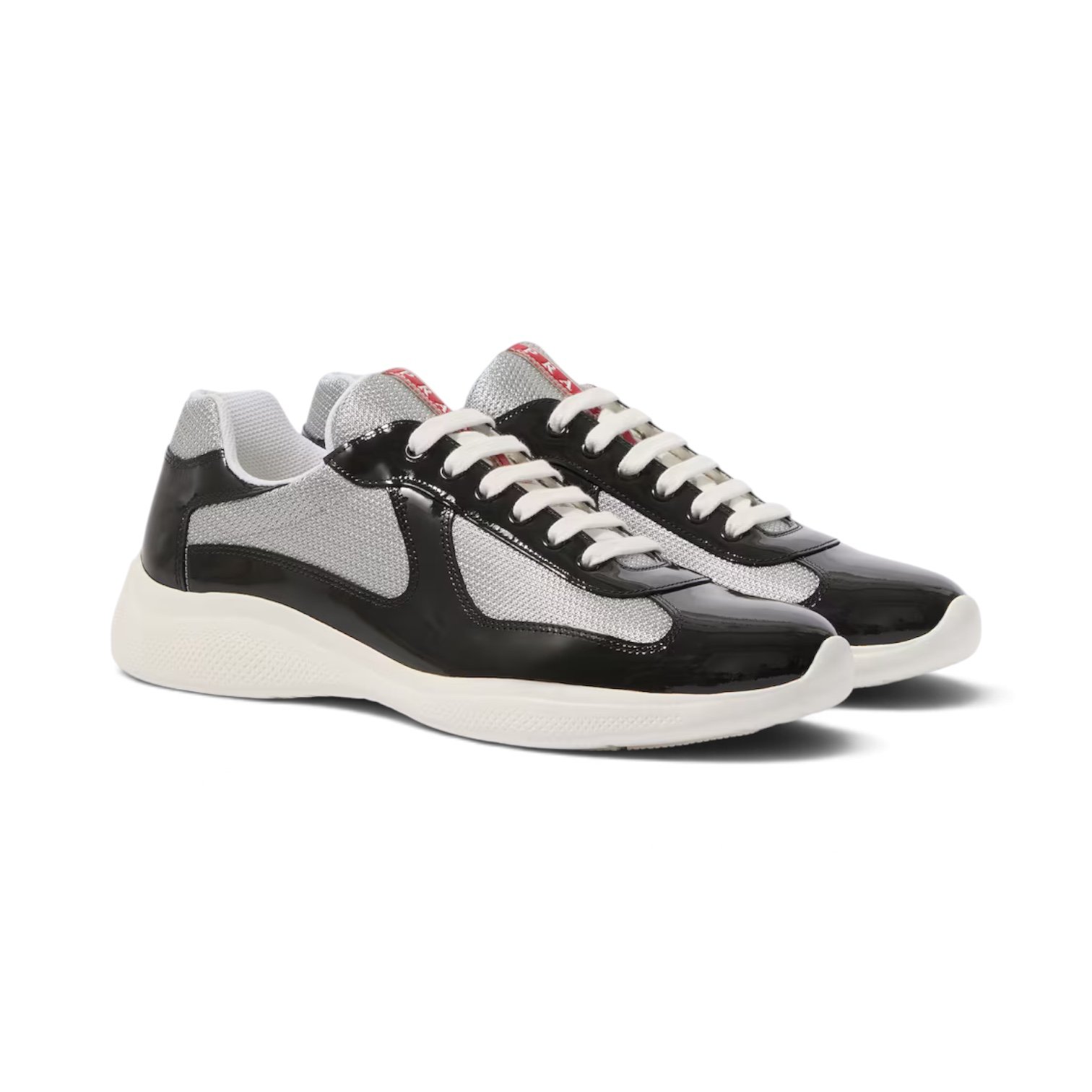 P01133612.jpg America's Cup Sneaker – Black Patent Silver Mesh - Image 1